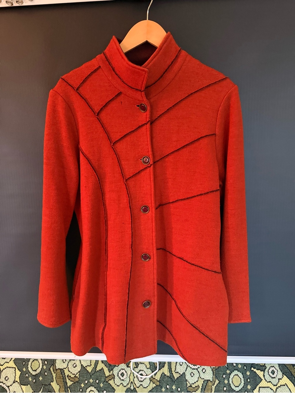 Stylish Rusty orange Women's Jacket - Modern Button Front